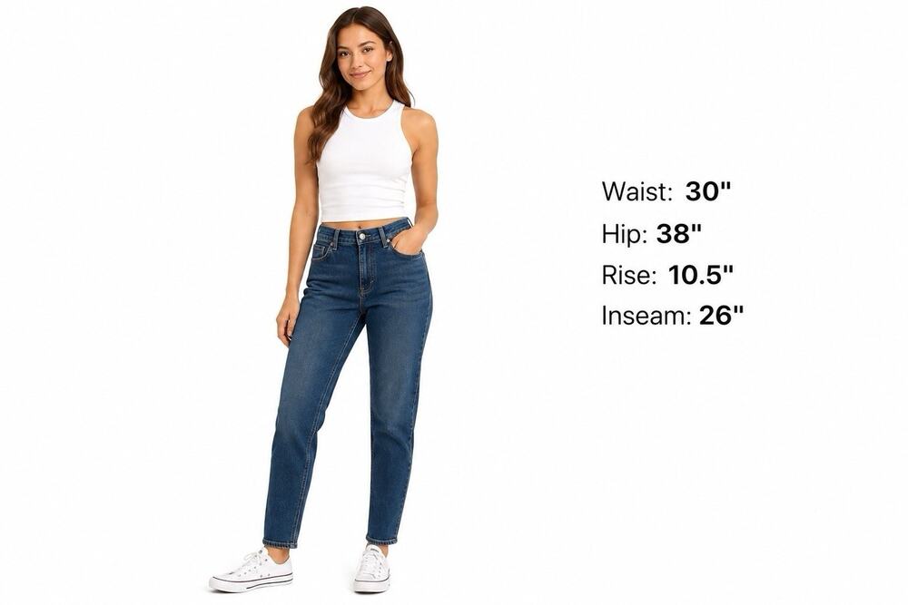 American Eagle Mom Jeans High Rise Relaxed Medium Blue Wash Distressed 8 Short